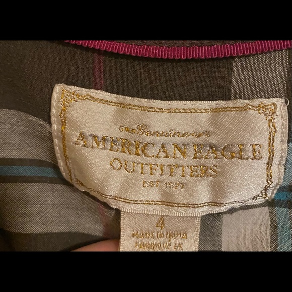 American Eagle Outfitters 100% cotton plaid button down blouse. - Picture 2 of 8